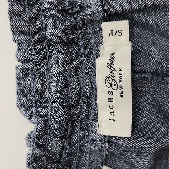 Jachs Girlfriend Blue Chambray Linen Blend Shorts Elasticized Waist Tie Sz Small - Picture 8 of 14